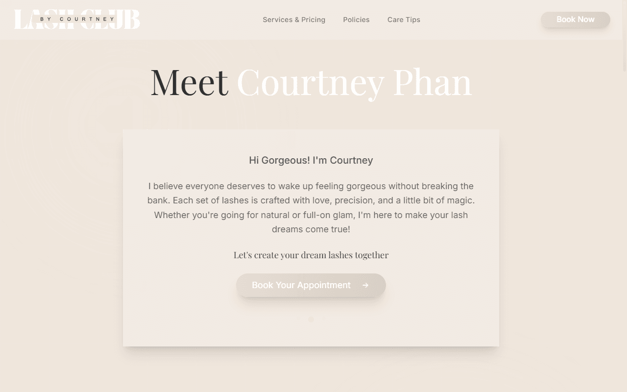 Lash Club by Courtney website